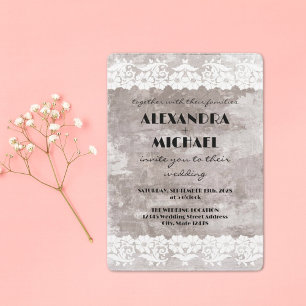 Shabby Chic Farbe Und Spitze Hochzeitseinladung Einladung