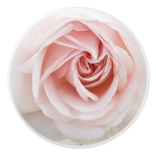 Shabby-Chic-Farmhouse-Blumen Rosa Rose auf weißem  Keramikknauf