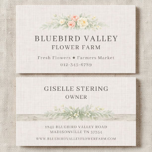 Shabby Chic Farmhouse Leinen Blumenmuster Visitenkarte