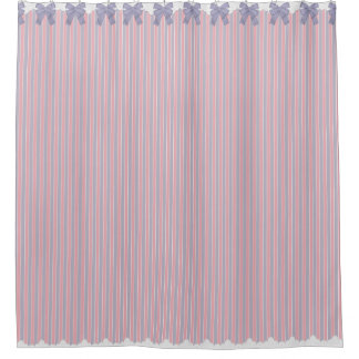 Shabby Chic Flieder- und rosa Streifen mit Schleif Duschvorhang