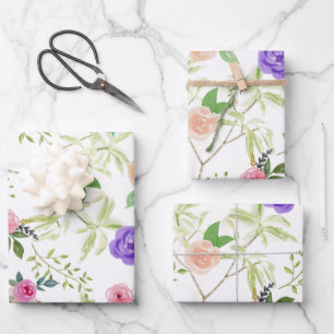 Shabby Chic Floral Birthday Brautparty Geschenkpapier Set