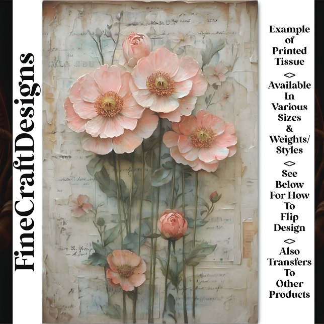 Shabby Chic Floral Ephemera Peach BP7A Decoupage Seidenpapier (Von Creator hochgeladen)