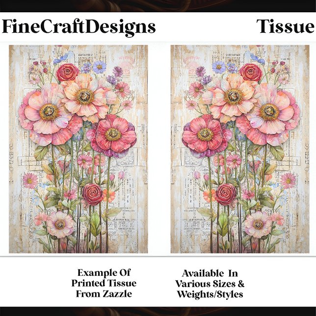 Shabby Chic Floral Ephemere Rosa Rot S7B Decoupage Seidenpapier (Von Creator hochgeladen)