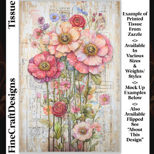 Shabby Chic Floral Ephemere Rosa Rot S7R Decoupage Seidenpapier
