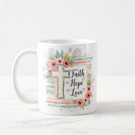 Shabby Chic floral Faith Hope Love Kaffeetasse