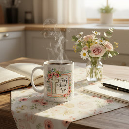 Shabby Chic floral Faith Hope Love Kaffeetasse