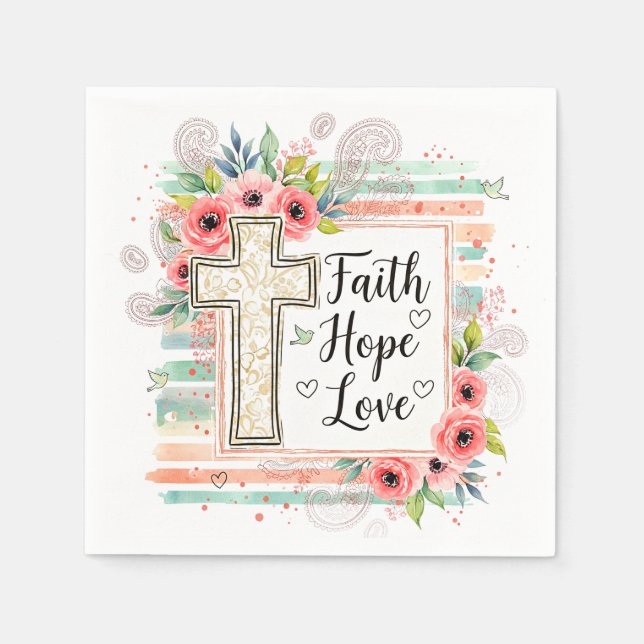 Shabby Chic floral Faith Hope Love Serviette (Vorderseite)