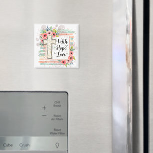 Shabby Chic floral Glaube Hoffnung Liebe Magnet