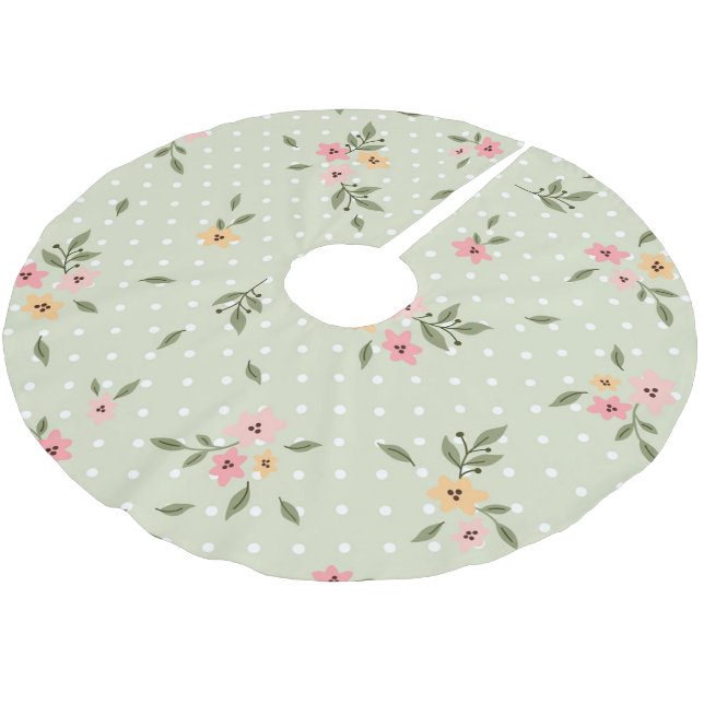 Shabby Chic Floral Pastell Green Mix Polyester Weihnachtsbaumdecke (Schrägansicht)