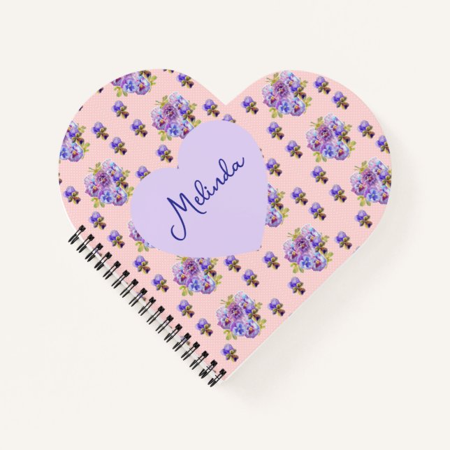 Shabby Chic Floral Polka Dot Pastel Womans Name Notizbuch (Vorderseite)