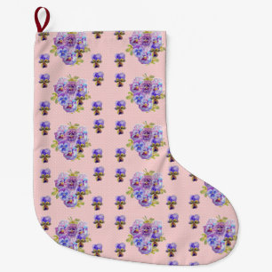 Shabby Chic Floral Polka Dot Strumpf Großer Weihnachtsstrumpf