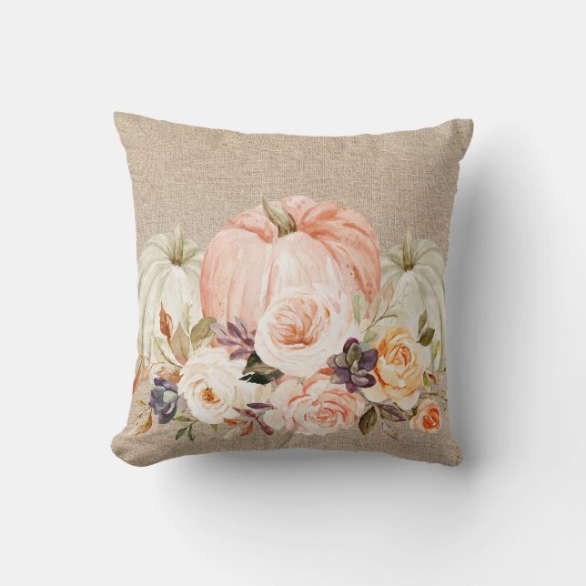 Shabby Chic Floral Pumpkin Kissen (Vorderseite)