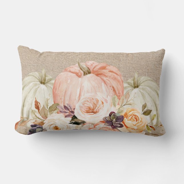 Shabby Chic Floral Pumpkin Lumbalkissen Lendenkissen (Vorderseite)