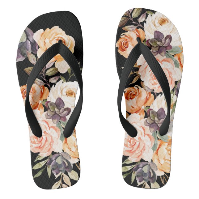 Shabby Chic Floral Rose Flip Flops (Fußbett)