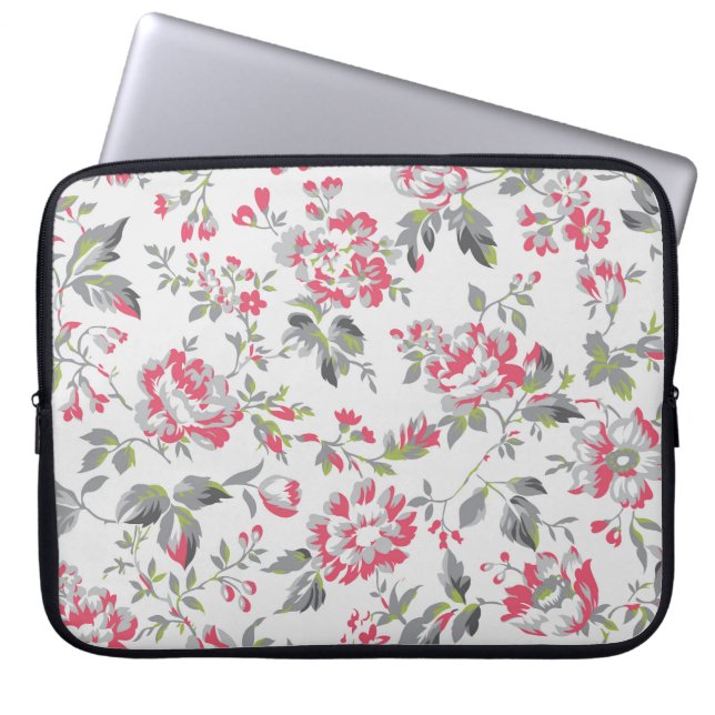 Shabby Chic Floral Rose Muster Laptopschutzhülle (Vorderseite)