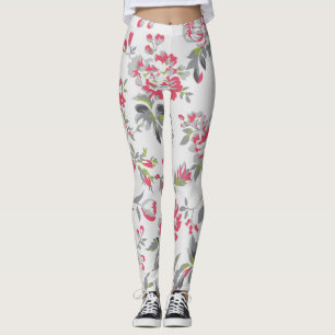 Shabby Chic Floral Rose Muster Leggings