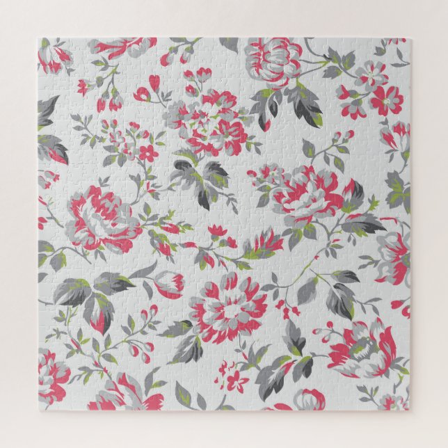 Shabby Chic Floral Rose Muster Puzzle (Vertikal)