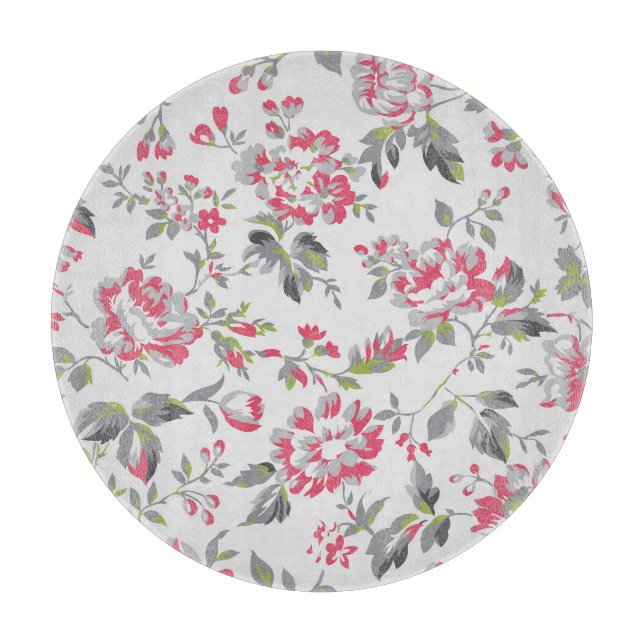 Shabby Chic Floral Rose Muster Schneidebrett (Vorderseite)