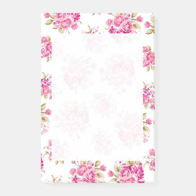 Shabby Chic Floral Rose Post-it Klebezettel (Vorderseite)