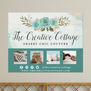 Shabby Chic Floral Rustic Wood Marketing Promo Poster