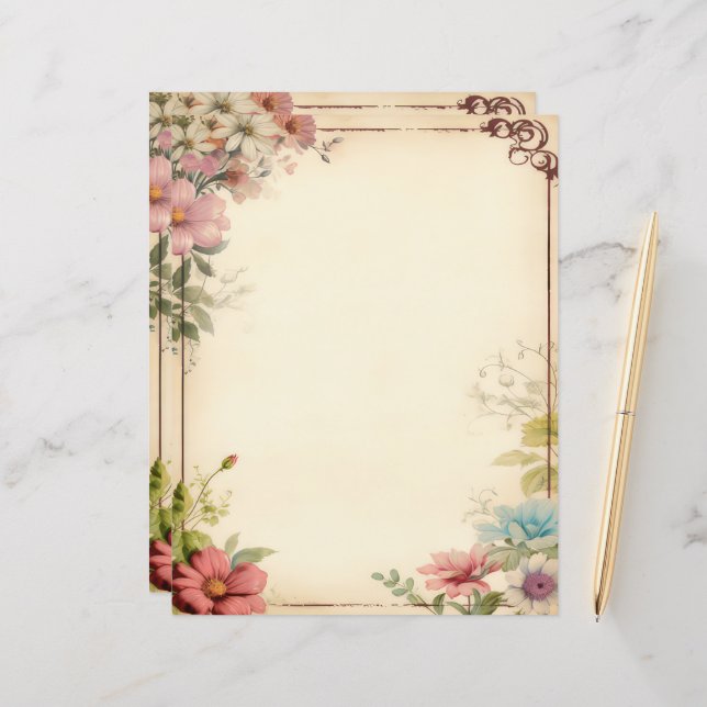Shabby Chic Floral Scrapbook Papier (Vorderseite/Rückseite Beispiel)
