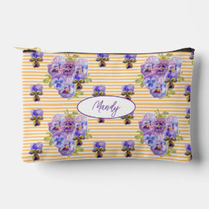 Shabby Chic Floral Stiefmütterchen Gelb Lila Viola Zubehörtasche
