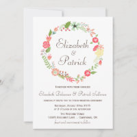 Shabby Chic Floral Wreath Einladung