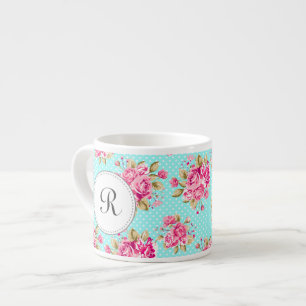 Shabby Chic Florale Rosen Espressotasse