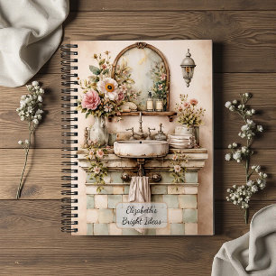 Shabby Chic Florales Badezimmer Notizbuch