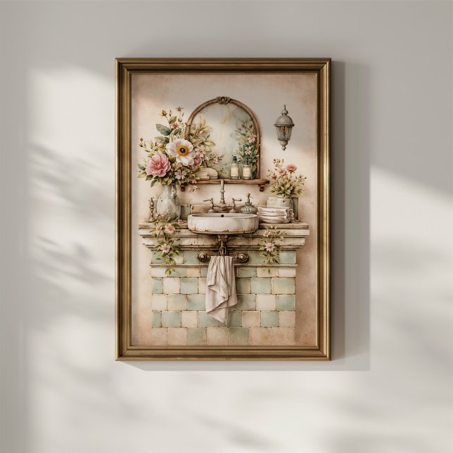 Shabby Chic Florales Badezimmer Poster (Von Creator hochgeladen)