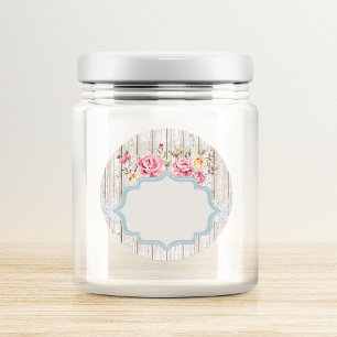 Shabby Chic florales Rustikales Holz & Spitzen Sch Runder Aufkleber