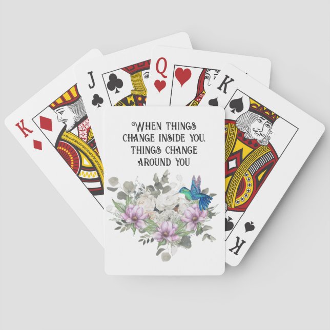 Shabby chic flowers art and selflove quote spielkarten (Rückseite)