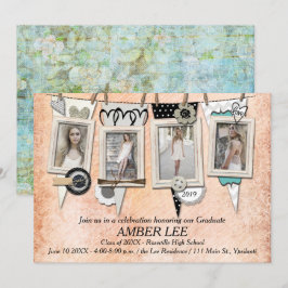 Shabby Chic-Foto-Abschluss-Party Einladung