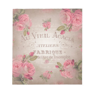 Shabby Chic französische Vintage-Rosen rosa floral Notizblock