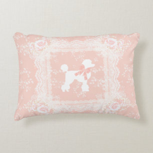 Shabby Chic Französischer Pudel Vintage-Spitze Dekokissen
