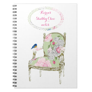Shabby Chic-französisches Stuhlnotizbuch Notizblock