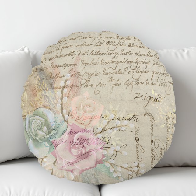 Shabby Chic French Country Floral Rundes Kissen (Von Creator hochgeladen)