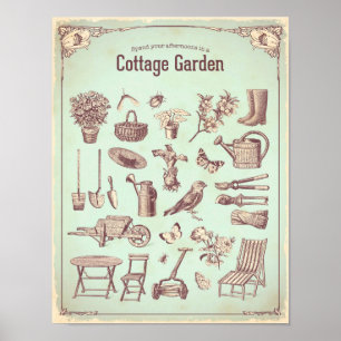 Shabby Chic-Gartenpflaster Poster