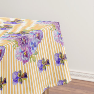 Shabby Chic Gelber Streifen Pansy Floral Tablette Tischdecke