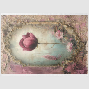 Shabby Chic, gerahmter Mohn, Mixed-Media-Lagen Seidenpapier