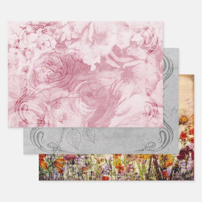 Shabby Chic Geschenkpapier Set (Set)