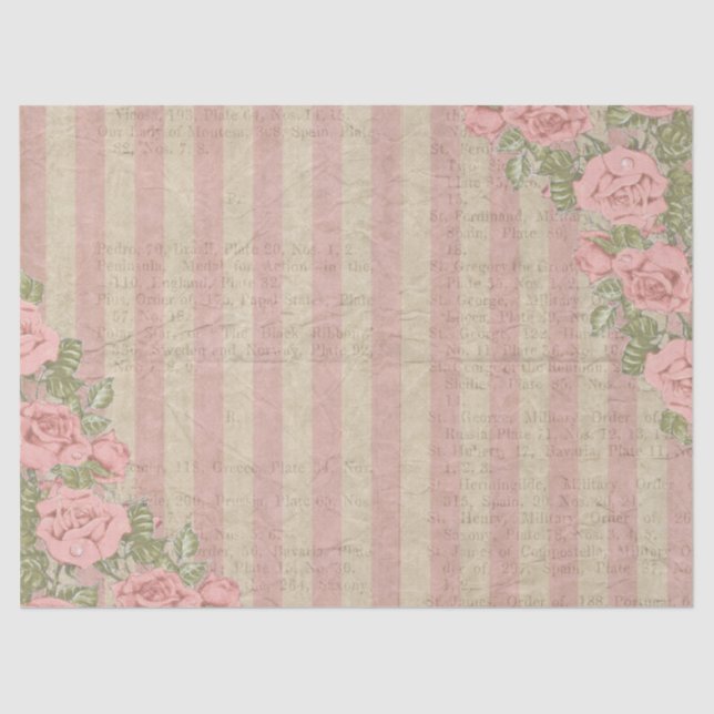 Shabby Chic-gestreifte Blumenhochzeit Seidenpapier (Vorderseite)