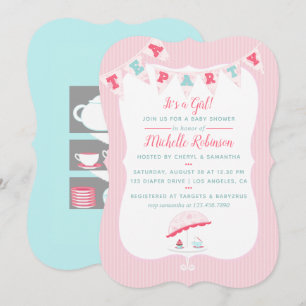 Shabby-Chic Girl Baby Dusche Tee Party Einladung