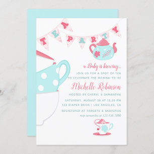 Shabby-Chic Girl Baby Dusche Tee Party Einladung