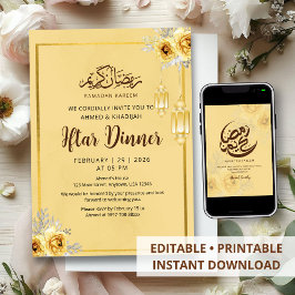 Shabby Chic Golden Rose Iftar-Dinner-Einladung Einladung