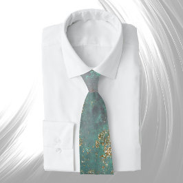 Shabby Chic Green Gold Graphic Krawatte