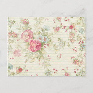 Shabby Chic grunge rosa Blumenmuster Postkarte