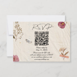 Shabby Chic Hochzeit Pressed Blume RSVP Karte