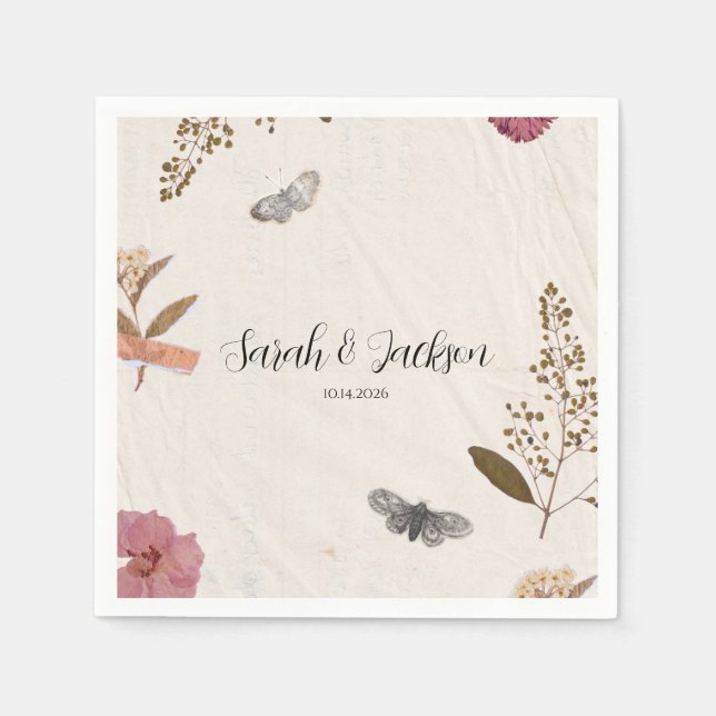 Shabby Chic Hochzeit Pressed Blume Serviette (Vorderseite)