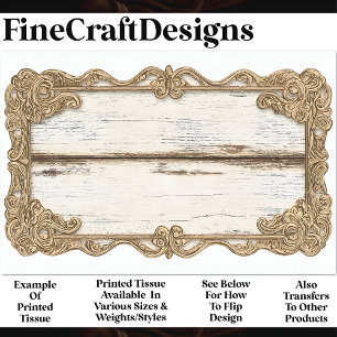 Shabby Chic Holz + Goldene Scroll Rahmen AN3 Decou Seidenpapier